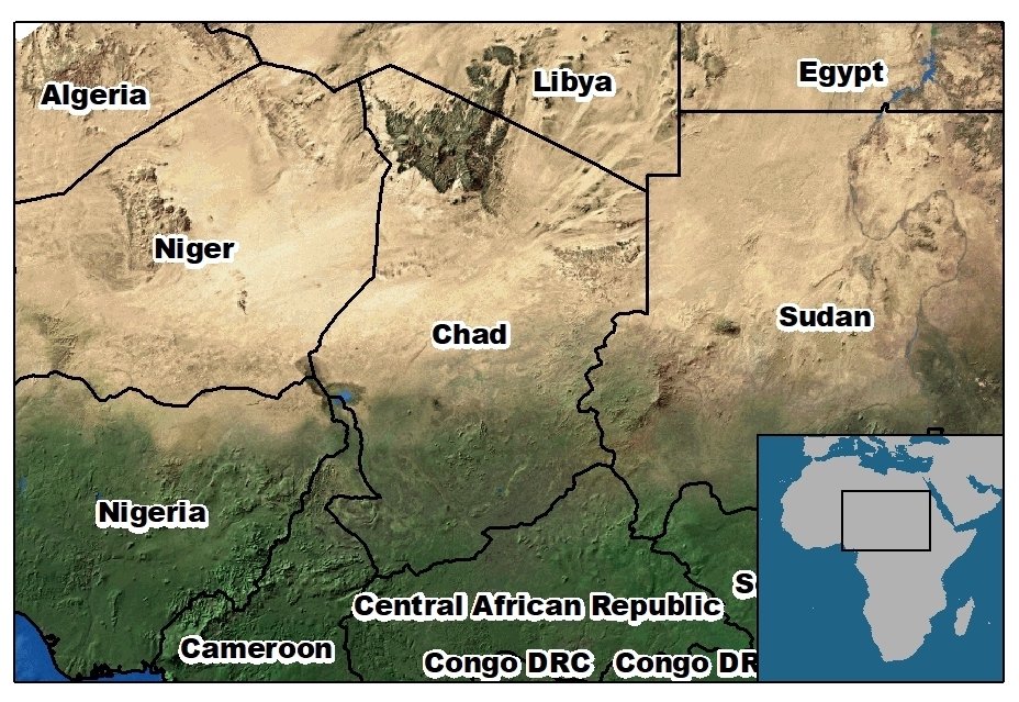 map of Chad and surrounding countries