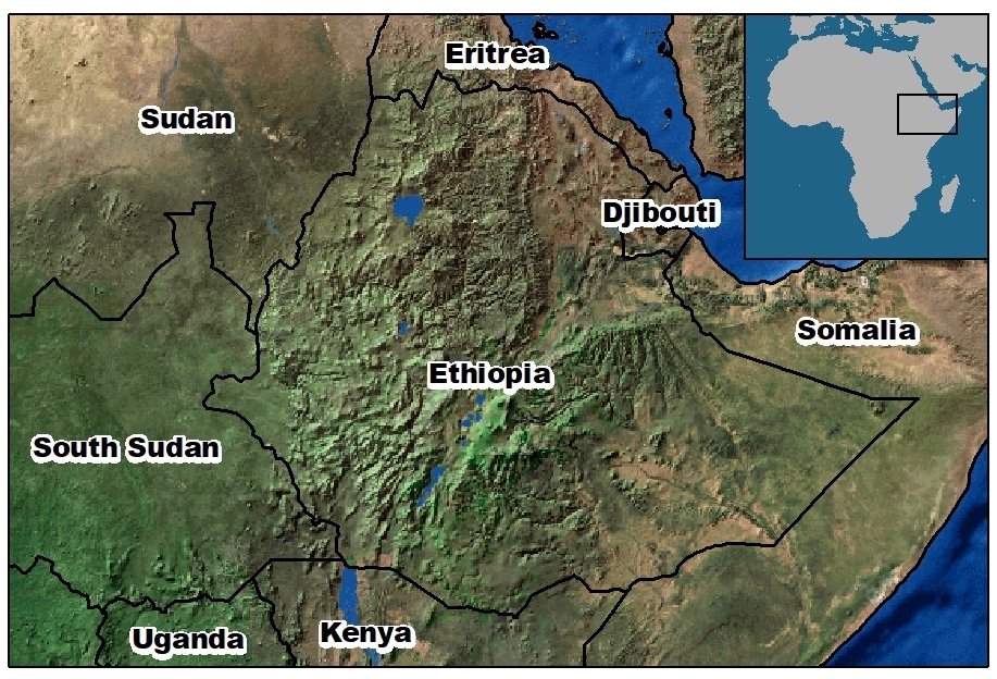 map of Ethiopia and surrounding countries