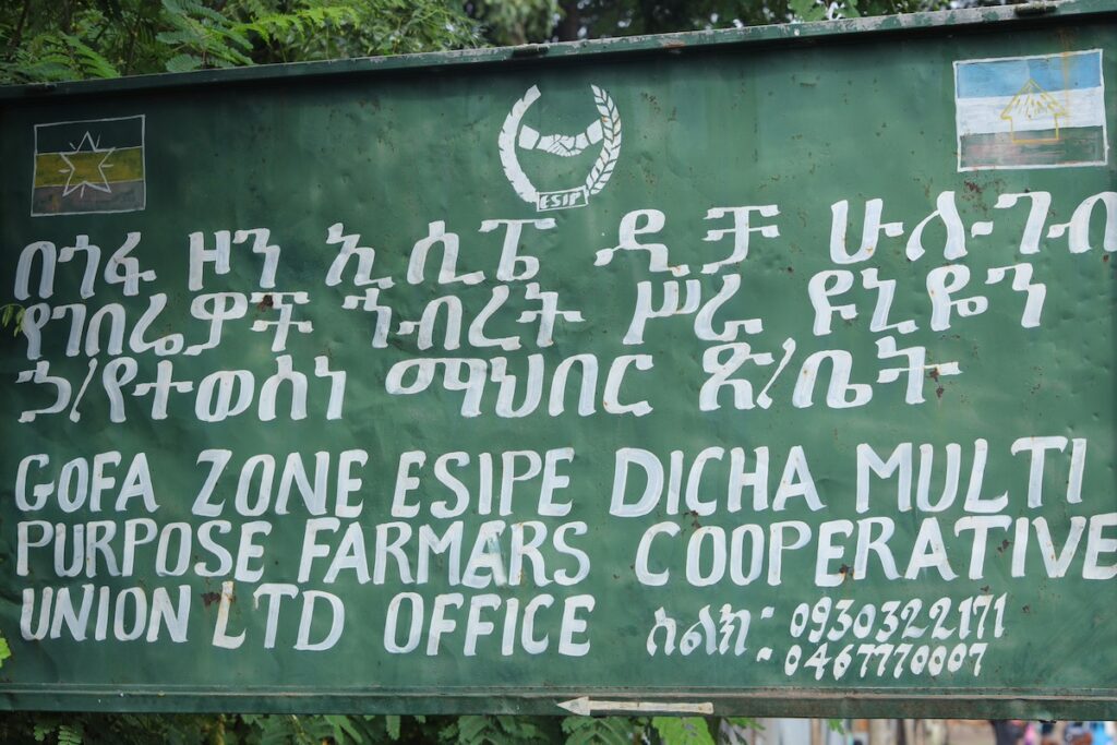 sign for Esipe Dicha Union with other business details in Amharic